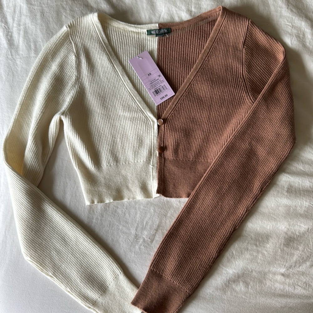 wild fable cropped color block cardigan